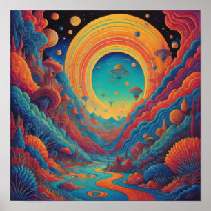 Psychedelic Landscape Journey Poster
