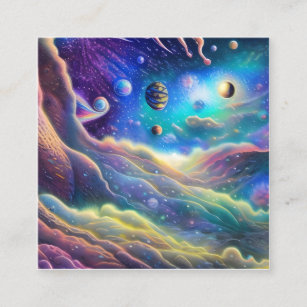 Psychedelic Landscape Square Business Card