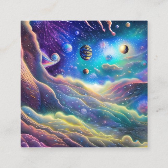 Psychedelic Landscape Square Business Card (Front)