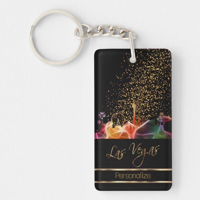 Psychedelic Las Vegas Skyline Keychain (Front)
