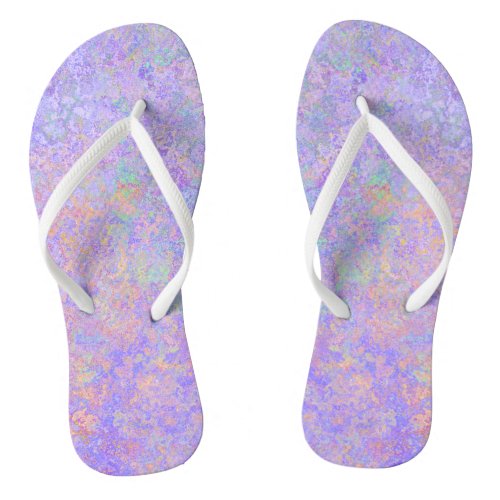 Psychedelic Lavender Purple Neon Pastel Abstract Flip Flops