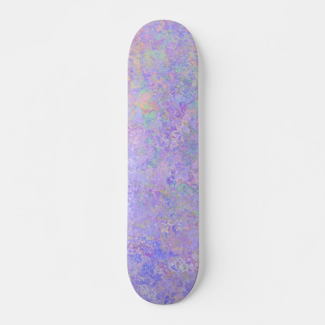 Psychedelic Lavender Purple Neon Pastel Abstract Skateboard (Front)