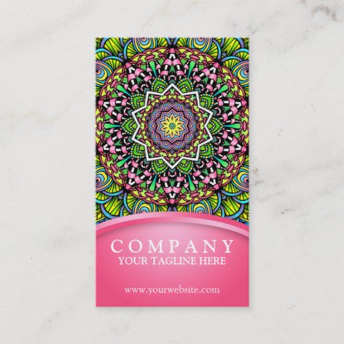 Psychedelic Leaves Mandala Business Card