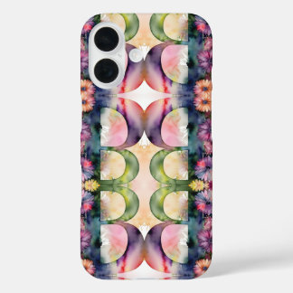 Psychedelic Letter B Pattern Floral Watercolor iPhone 16 Case