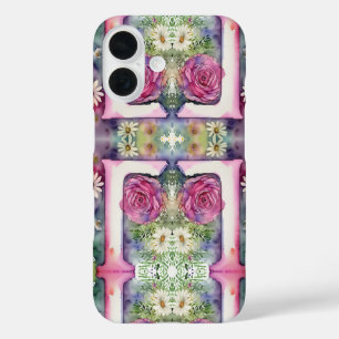Psychedelic Letter L Pattern Floral Watercolor iPhone 16 Case