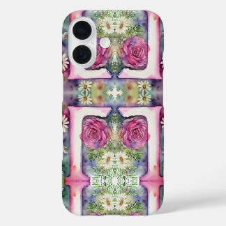 Psychedelic Letter L Pattern Floral Watercolor iPhone 16 Case