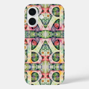 Psychedelic Letter R Pattern Floral Watercolor  iPhone 16 Case