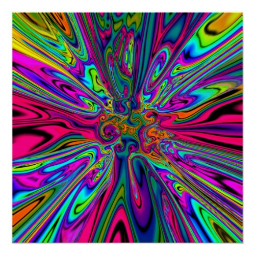 Psychedelic light show rainbow splash  poster