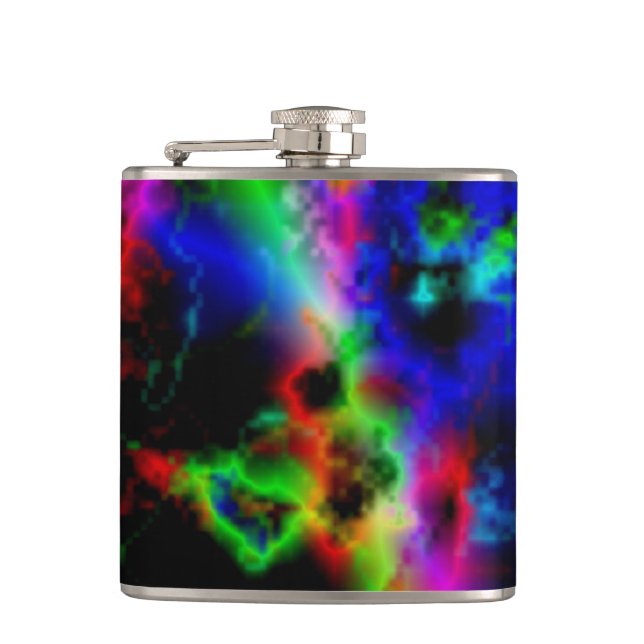 Psychedelic lightning Streaks  Patterned Hip Flask (Front)