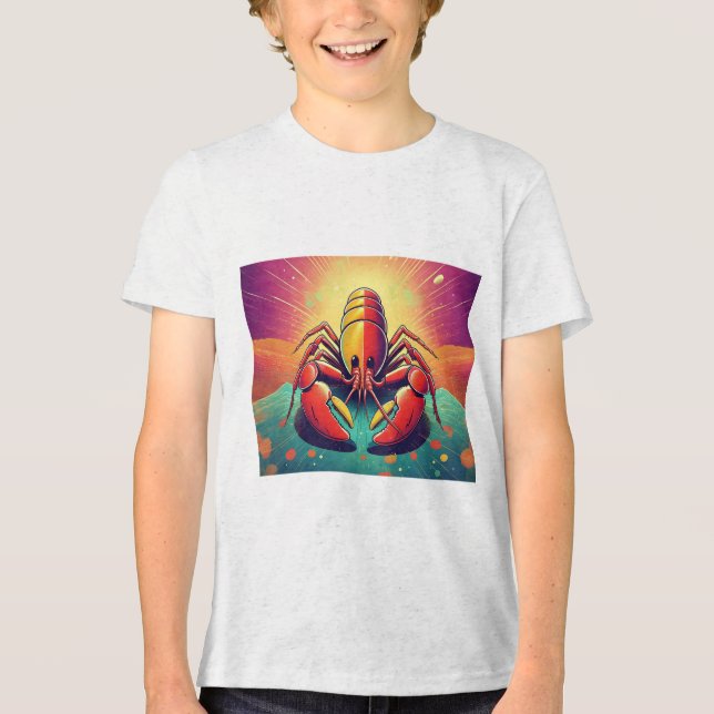 Psychedelic Lobster Ocean Art Tri-Blend Shirt (Front)