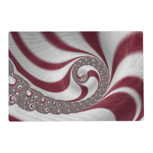 Psychedelic Magenta White Striped Spiral Placemat