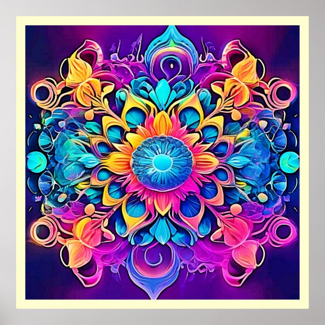 Psychedelic Mandala Design Poster (Front)