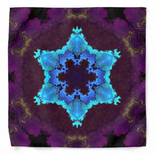 Psychedelic Mandala Flower Blue and Purple Bandana