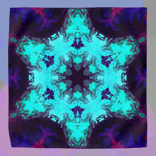 Psychedelic Mandala Flower Blue and Purple Bandana