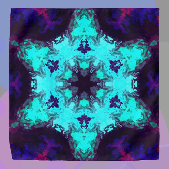 Psychedelic Mandala Flower Blue and Purple Bandana (Creator Uploaded)