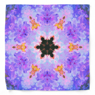 Psychedelic Mandala Flower Blue Pink and Yellow Bandana