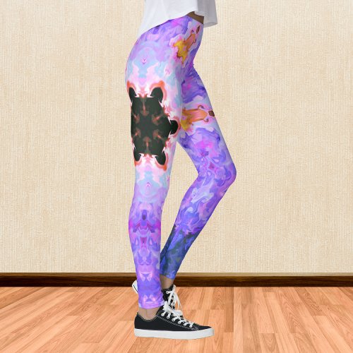 Psychedelic Mandala Flower Blue Pink and Yellow Leggings