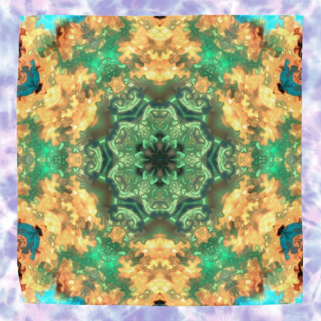 Psychedelic Mandala Flower Green and Yellow Bandana (Creator Uploaded)