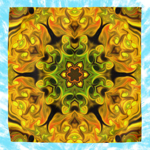Psychedelic Mandala Flower Green and Yellow Bandana