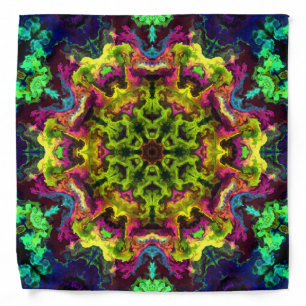 Psychedelic Mandala Flower Green Blue and Purple Bandana