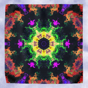Psychedelic Mandala Flower Green Purple and Yellow Bandana