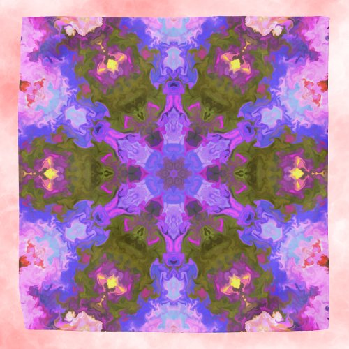 Psychedelic Mandala Flower Purple and Blue Bandana