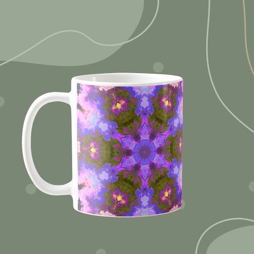 Psychedelic Mandala Flower Purple and Blue Coffee Mug