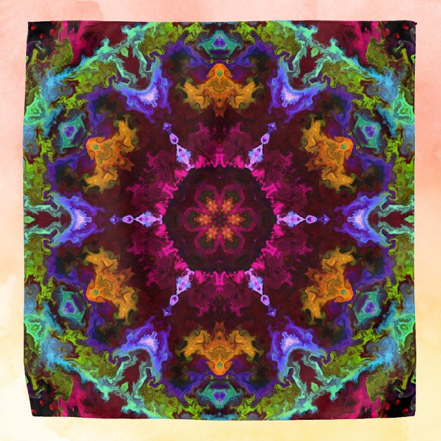 Psychedelic Mandala Flower Purple Orange and Green Bandana (Creator Uploaded)