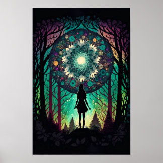 Psychedelic Mandala Forest Poster | Trippy 1