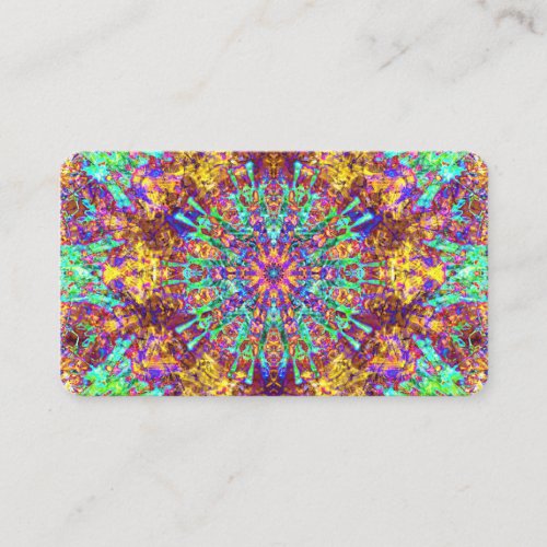Psychedelic Mandala Trippy Hippie Color Splash Business Card
