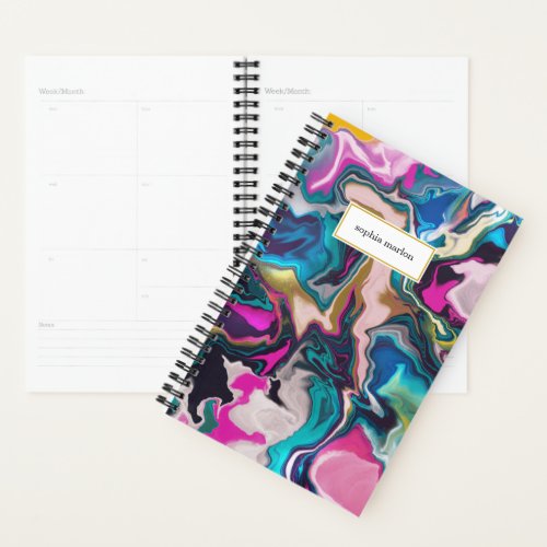 Psychedelic Marbled Rainbow Planner