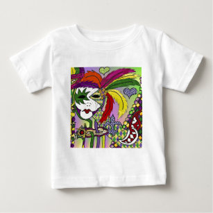 Psychedelic Mardi Gras Feather Mask Baby T-Shirt