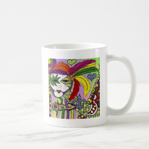 Psychedelic Mardi Gras Feather Mask Coffee Mug