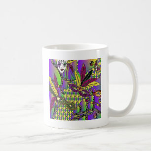 Psychedelic Mardi Gras Feather Masks Coffee Mug