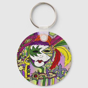 Psychedelic Mardi Gras Feather Masks Gifts Apparel Keychain