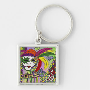 Psychedelic Mardi Gras Feather Masks Gifts Apparel Keychain