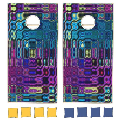 Psychedelic Maze Design Cornhole Set