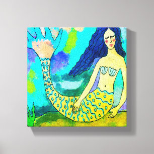 Psychedelic Mermaid Abstract Digital Canvas Print