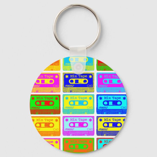 Psychedelic Mix Tape Keychain (Front)