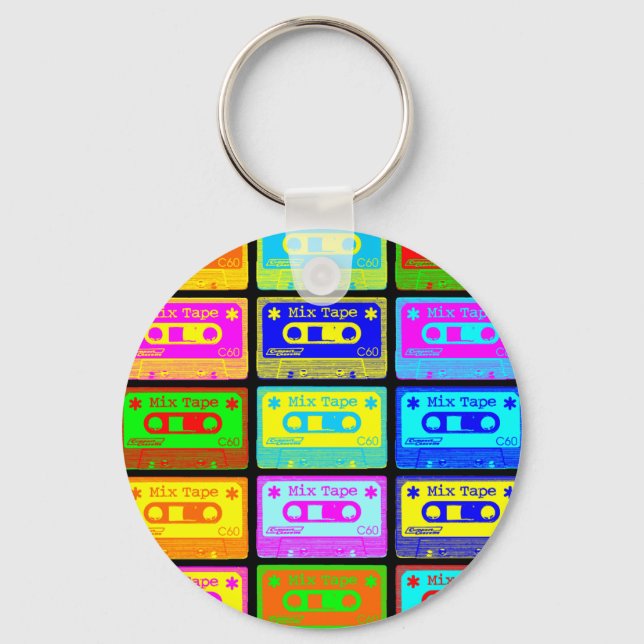 Psychedelic Mix Tape Keychain (Front)