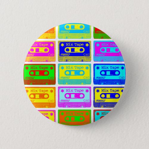 Psychedelic Mix Tape Pinback Button