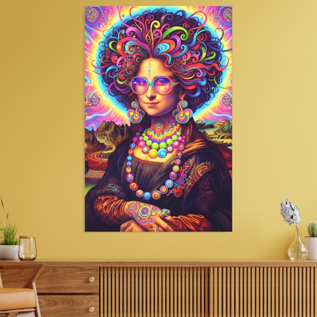 Psychedelic Mona Lisa Style Canvas Print (Insitu(LivingRoom))