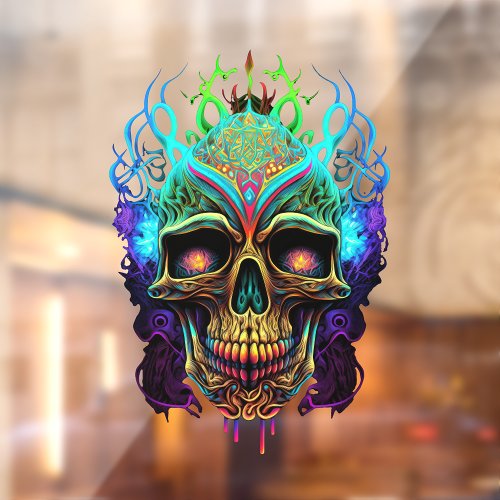 Psychedelic Monster Skull Window Cling