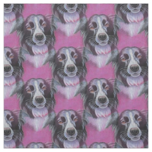 Psychedelic Moon Dog Border Collie Fabric