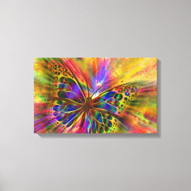 Psychedelic & Multi-Colored Butterfly Canvas Print (Front)