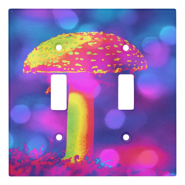 Psychedelic Mushroom Double Light Switch Plate (Front)