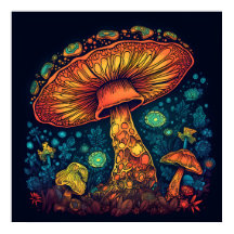 Psychedelic Mushroom Glow in Dark