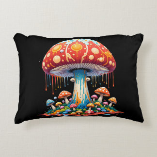 Psychedelic Mushroom Illustration Accent Pillow