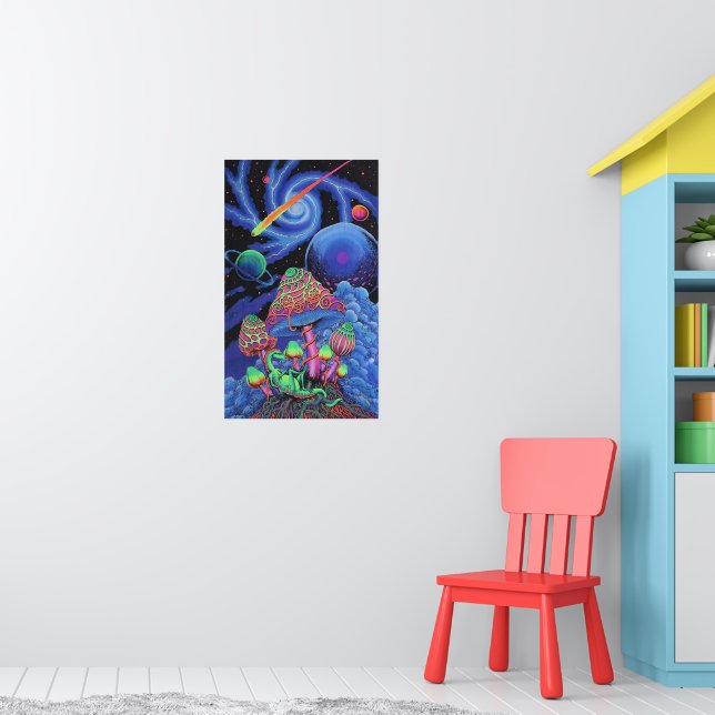 Psychedelic Mushroom Madness: Trippy Black Light Poster | Zazzle