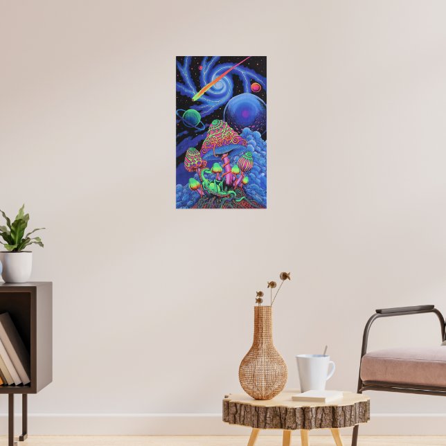 4PM サイケデリック マッシュルーム グラフィック アートペレット　2個セット Psychedelic Mushroom Madness: Trippy Black Light Poster | Zazzle